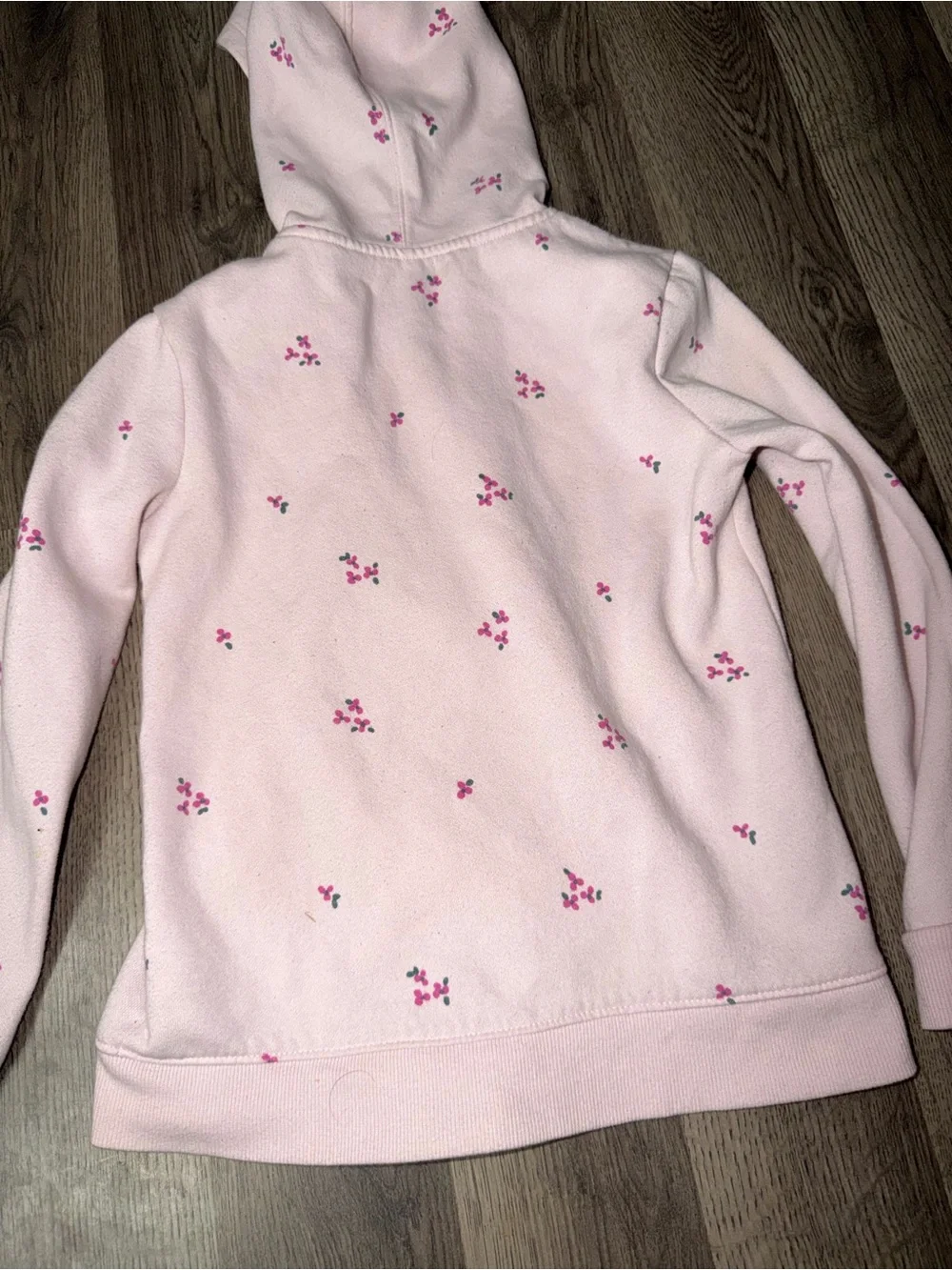 Girls' Light Pink Floral Zip Hoodie and matching sweatpants